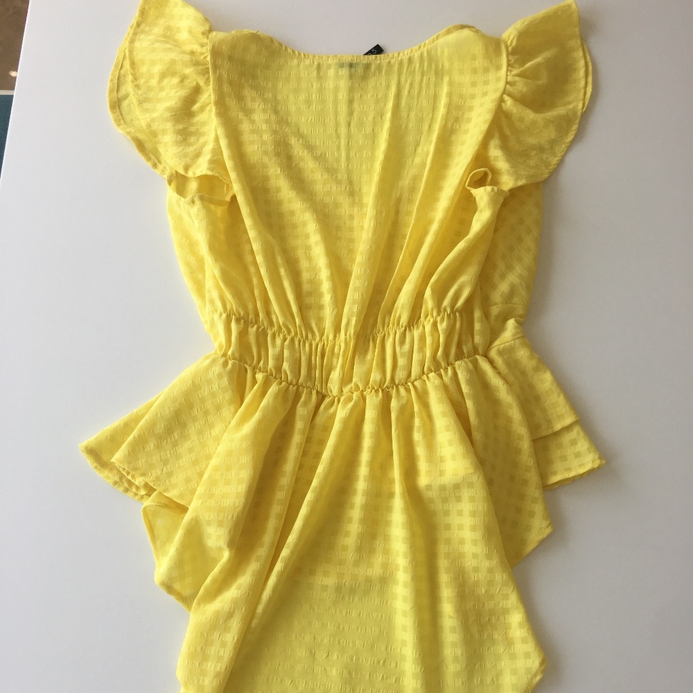Yellow Peplum Ruffle Top - Picture 2 of 8